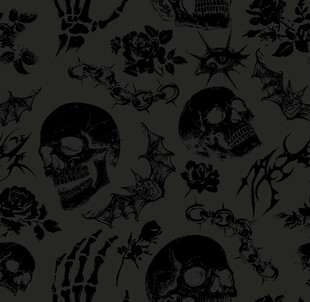 骷髅玫瑰暗黑风图案背景