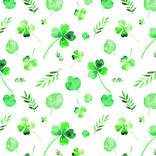 清新水彩三叶草图案背景