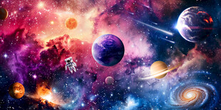梦幻宇宙星云太空宇航员星球背景