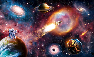 太空火箭宇航员星球宇宙黑洞背景