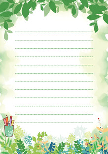 清新绿植边框空白书写纸