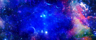 蓝紫色宇宙星空背景墙