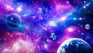 梦幻宇宙星空太空宇航员星球背景