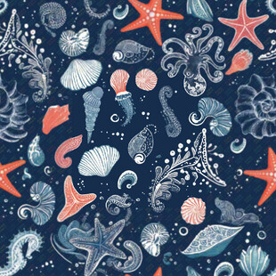 海洋元素图案的精美布料