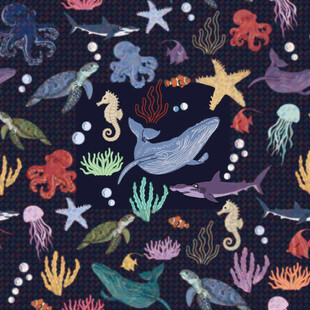 海洋生物图案多彩梦幻世界