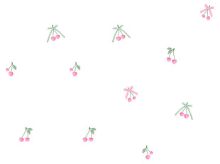 樱桃图案白色背景纹理