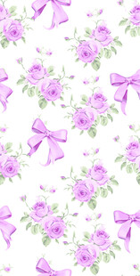 紫色花朵蝴蝶结无缝图案