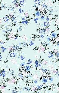 清新蓝白花卉图案背景