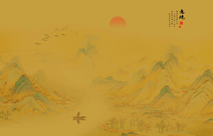 中式古风古典山水画背景