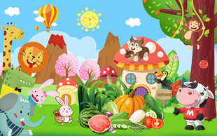 卡通好山好水好水果海报图片