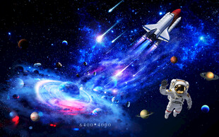 梦幻宇宙中的宇航员与飞船