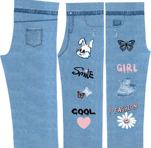 牛仔裤印花套装