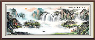 客厅山水画 沙发国画山水