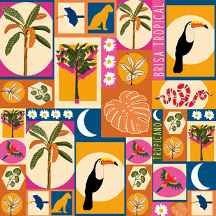 热带风情图案 多彩动植物