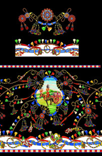 传统民族风彩色刺绣图案