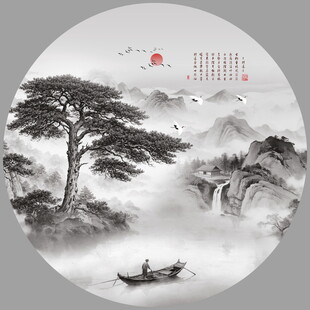 圆形山水画
