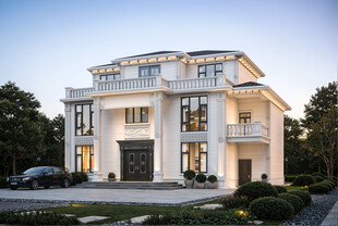 三层豪华新中式别墅外观设计效果