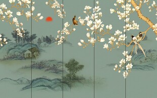 手绘花鸟背景墙