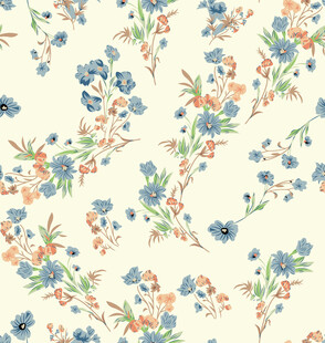 清新花卉手绘数码印花