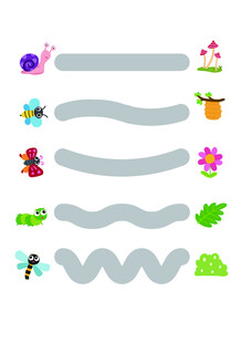 卡通动物与波浪线条装饰