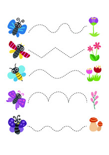 可爱昆虫花朵装饰图案