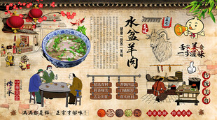 水盆羊肉背景墙