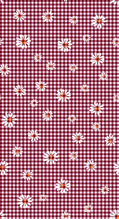 红白格雏菊图案背景