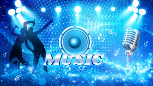 动感音符麦克风KTV音乐背景墙