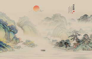 古风山水画背景