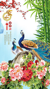 孔雀牡丹图