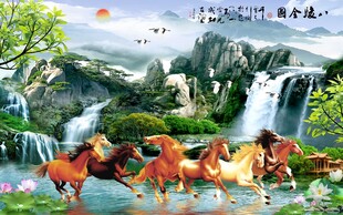 八骏图背景墙