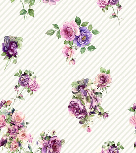 条纹背景上的花卉图案