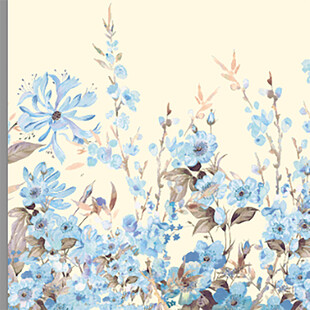 蓝花绽放水彩画