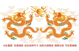 国风龙矢量素材kv视觉包装插画