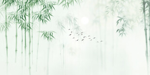 清新灯箱新中式水墨竹子