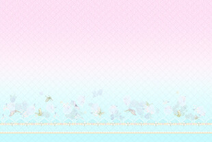 淡粉淡蓝花卉边框汉服