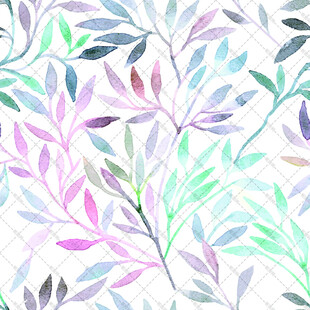 水彩风多彩叶片无缝图案