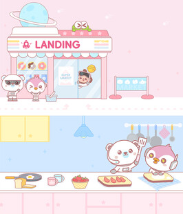 可爱卡通太空超市餐厅