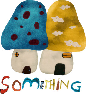 彩色蘑菇小屋插画