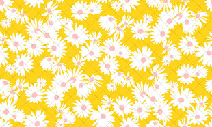 黄色底白色花卉图案