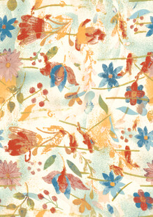 多彩花卉小鸟图案背景