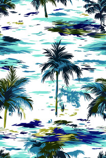 热带风情棕榈树印花图案