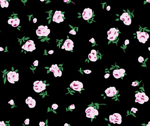 黑色底粉色花朵图案