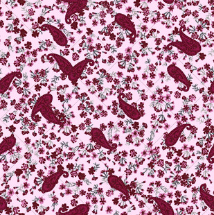 粉色背景动物花卉图案