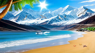 雪山湖泊