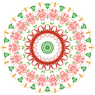 圆形矢量彩色花纹