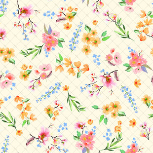 清新花卉水彩图案背景