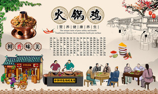 火锅鸡背景墙