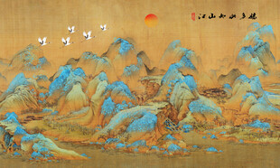 中式古风古典山水画背景