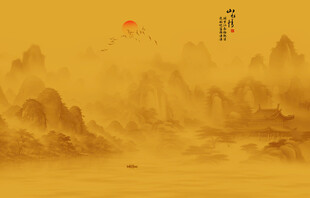 屏风古典背景山水画